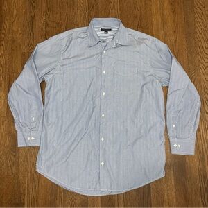 Banana Republic Blue/White Striped Button Down Dress Shirt - Size Large
